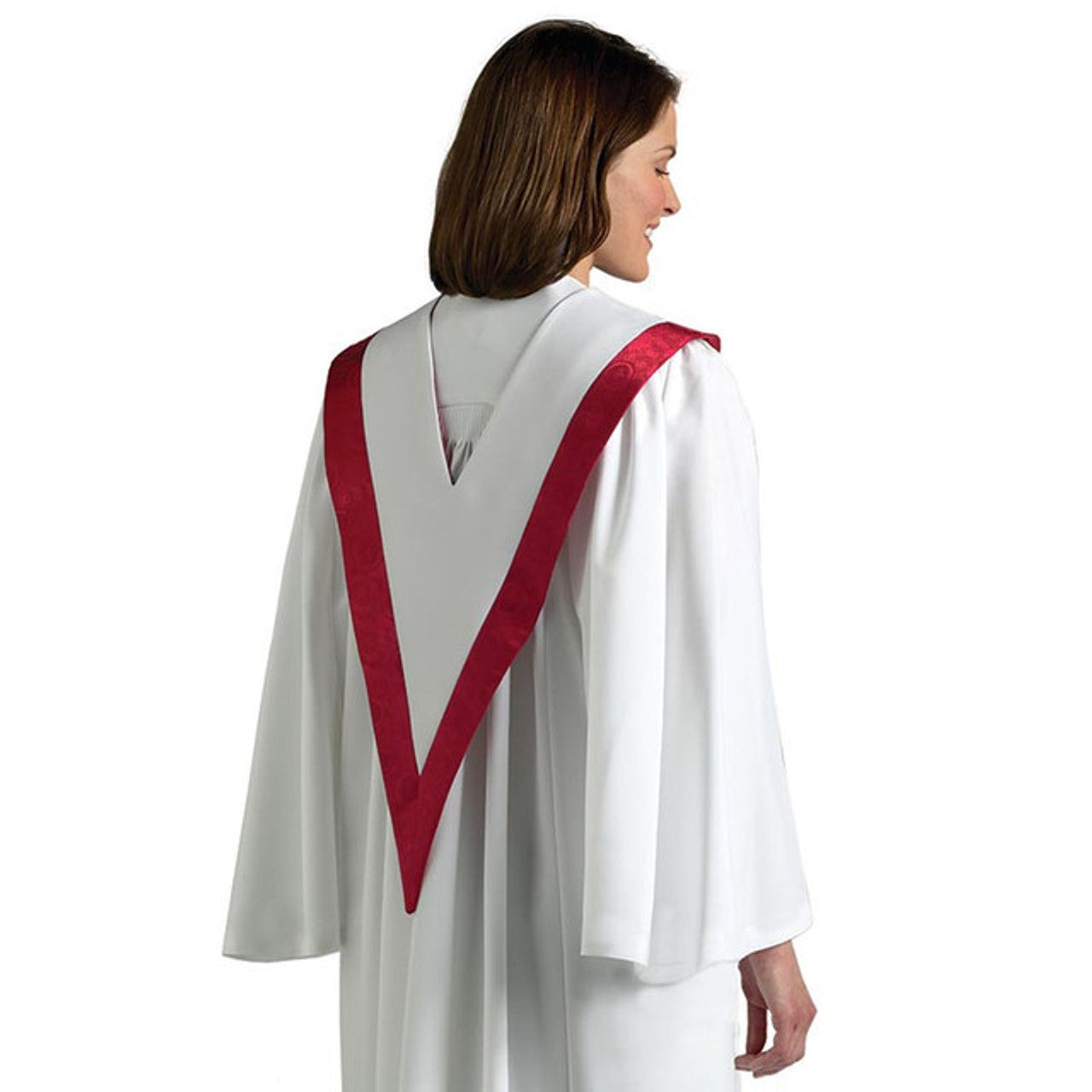 Custom Canterbury Reversible Choir Stole - White with Vermillion Accent