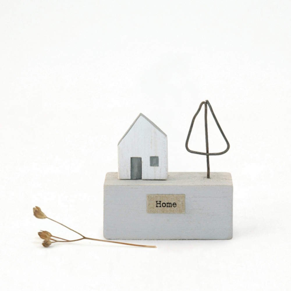 Small Wooden Scene House With Tree