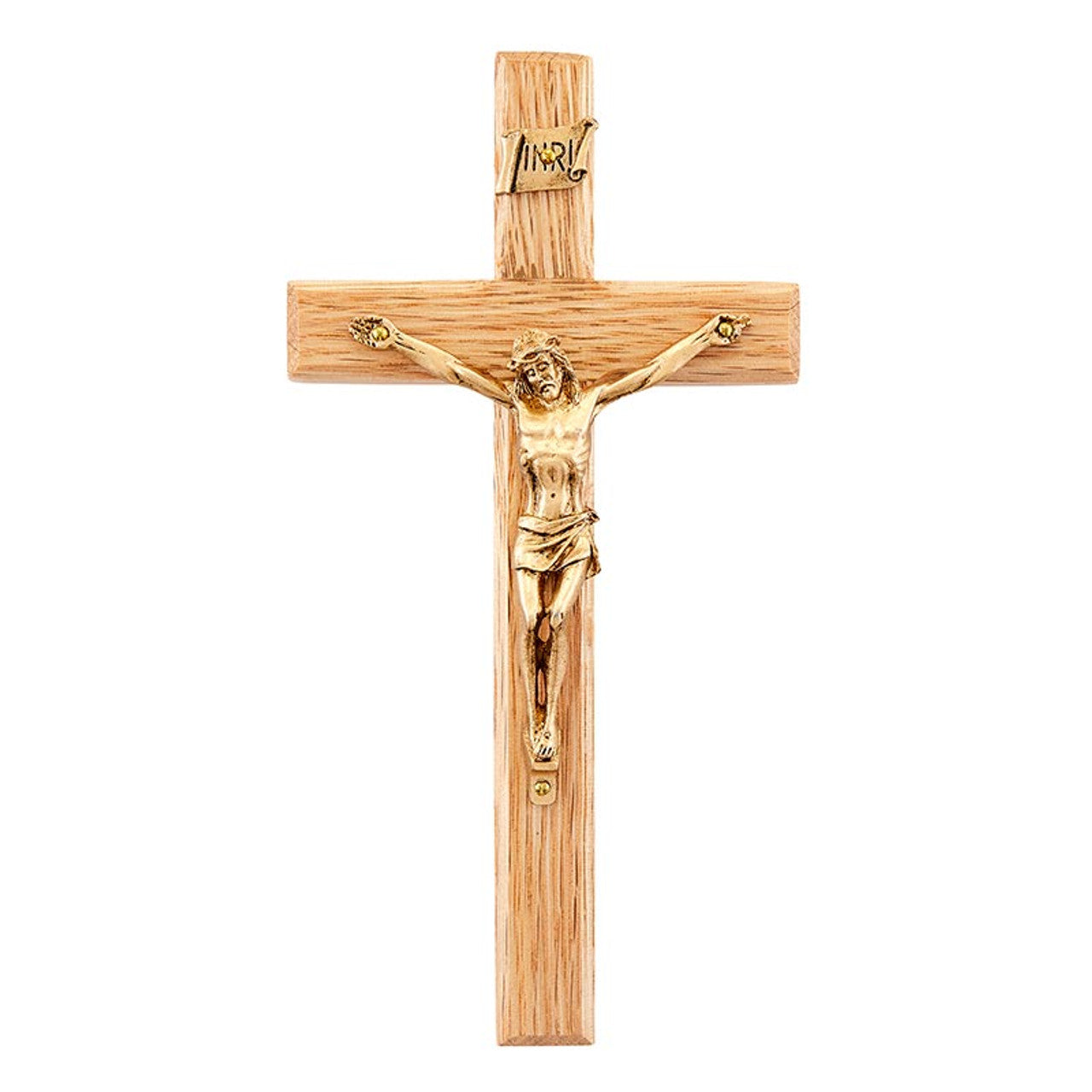 6.25" Oak Cross with Metal Corpus, Style JC637K
