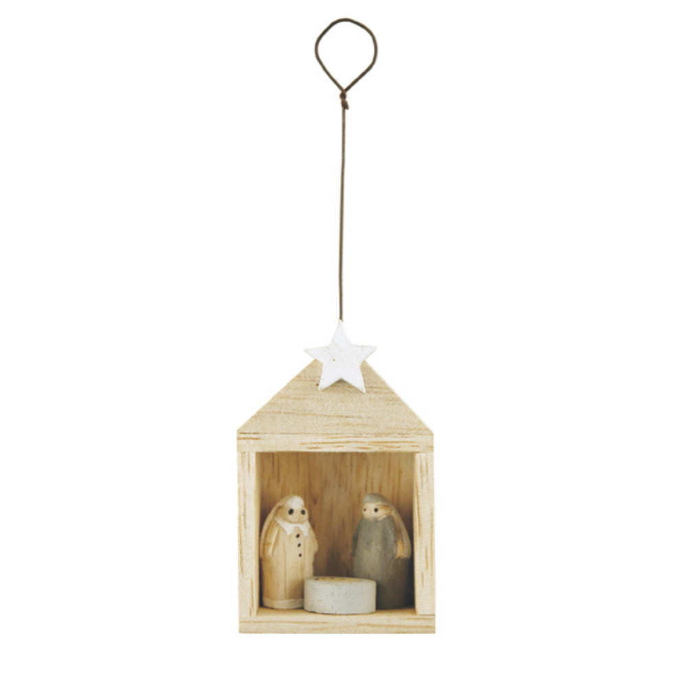 Hanging Tiny Nativity Set In Stable