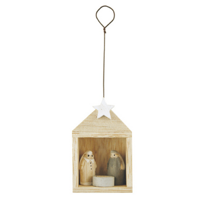 Hanging Tiny Nativity Set In Stable