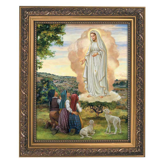 Our Lady of Fatima Ornate Gold Finish Gold Tone Framed Print