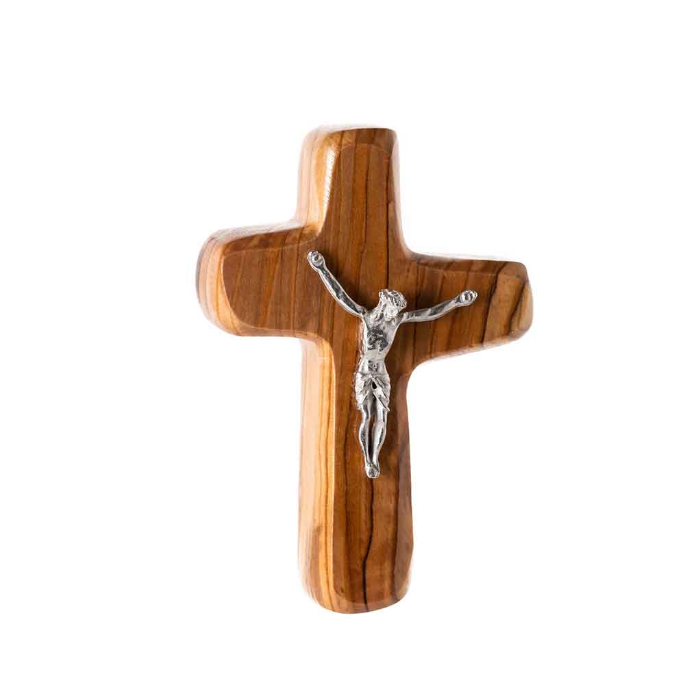 Olive Wood Square Cross with Crucifix