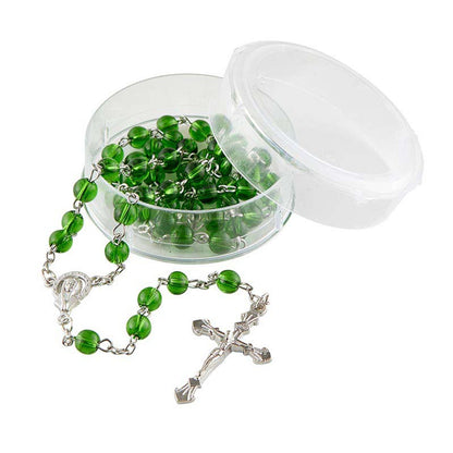 Emerald Glass Bead Rosary (BK-12192)