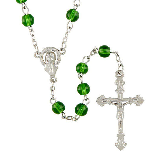 Emerald Glass Bead Rosary (BK-12192)