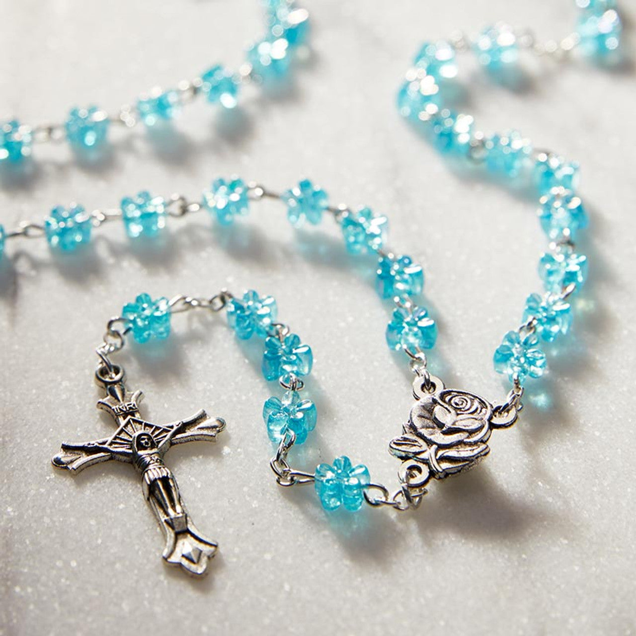 Floral Rosary - Aqua Rosary