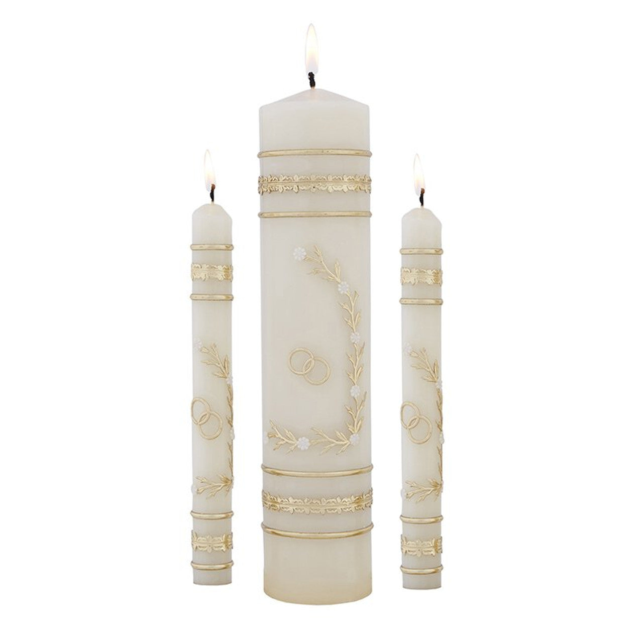 Flowers  Rings Wedding Candle Unity Set