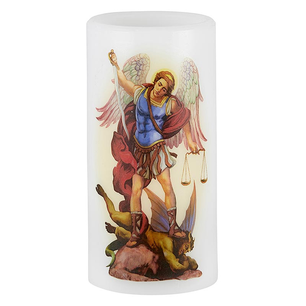 Saint Michael Flickering Flameless Devotional Candle