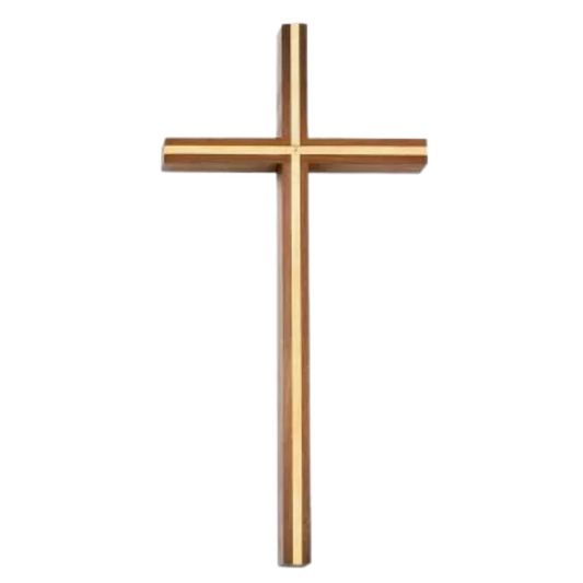 Plain Walnut Cross With Brass Inlay
