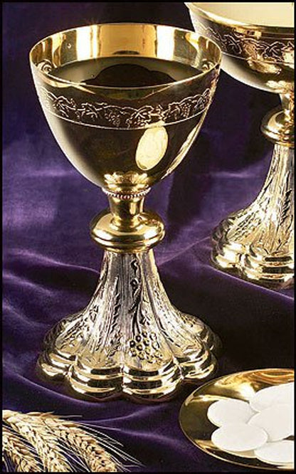 Grapes & Wheat Engraved Chalice with Paten