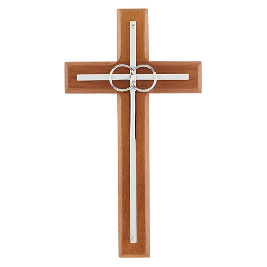 Overlay Wedding Cross With Silver Rings