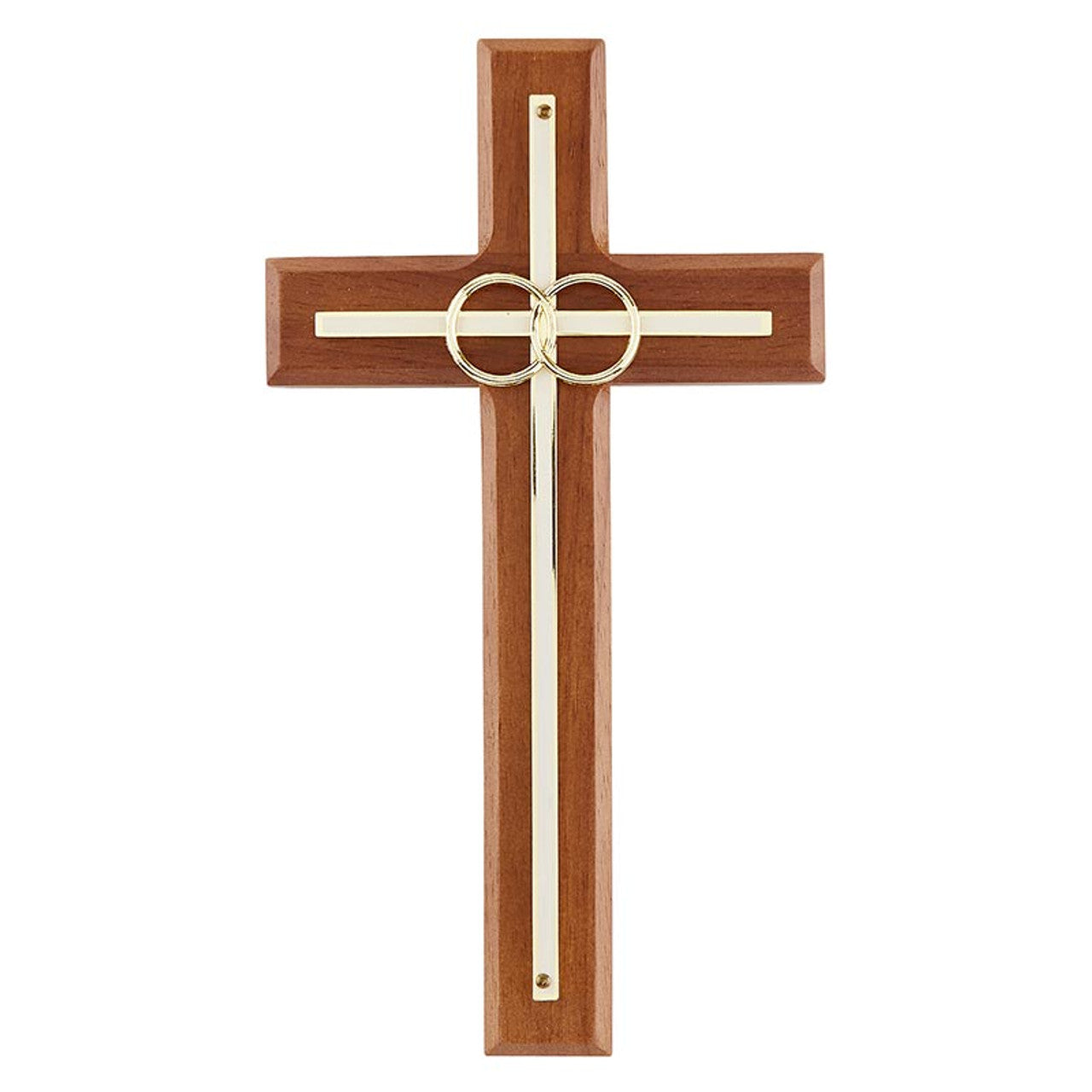 Overlay Wedding Cross With Gold Rings