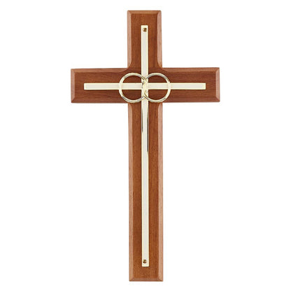 Overlay Wedding Cross With Gold Rings