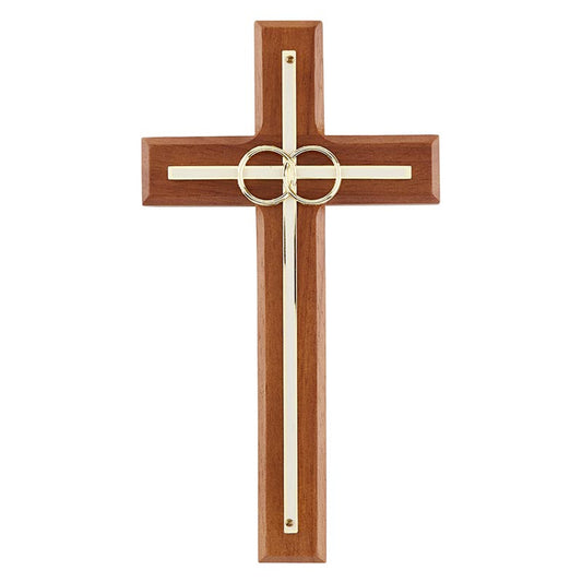 Overlay Wedding Cross With Gold Rings