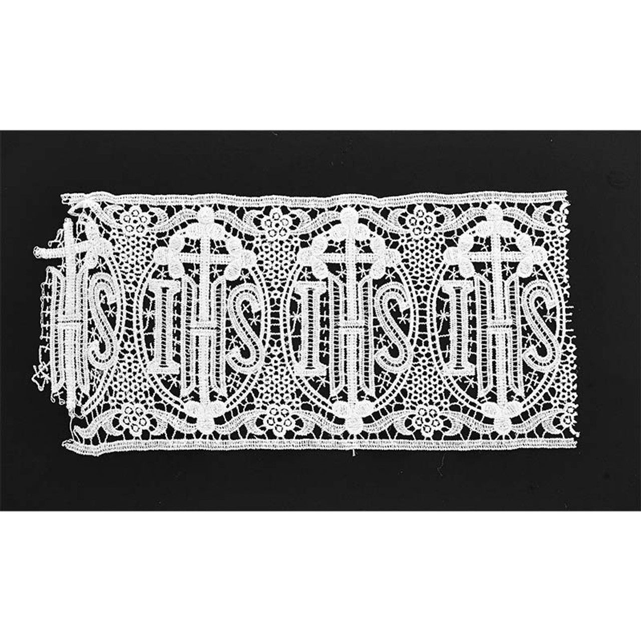 Latin Cross and IHS Lace Front Wrap Alb