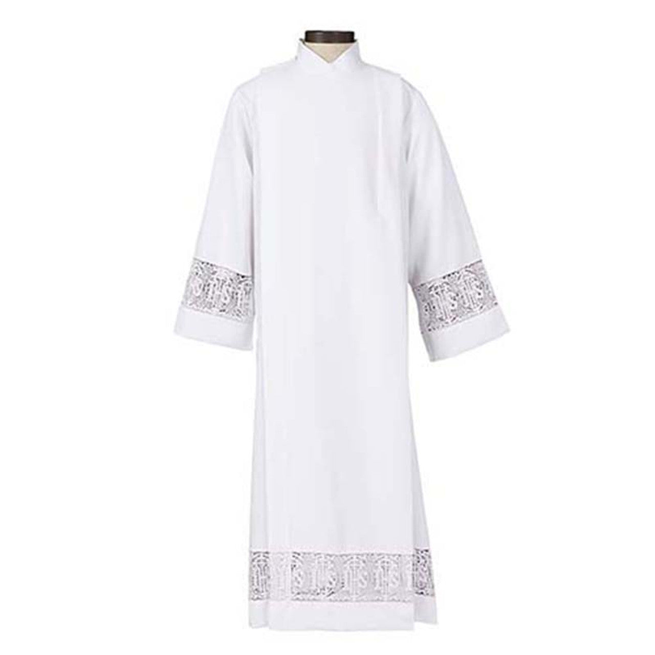 Latin Cross and IHS Lace Front Wrap Alb