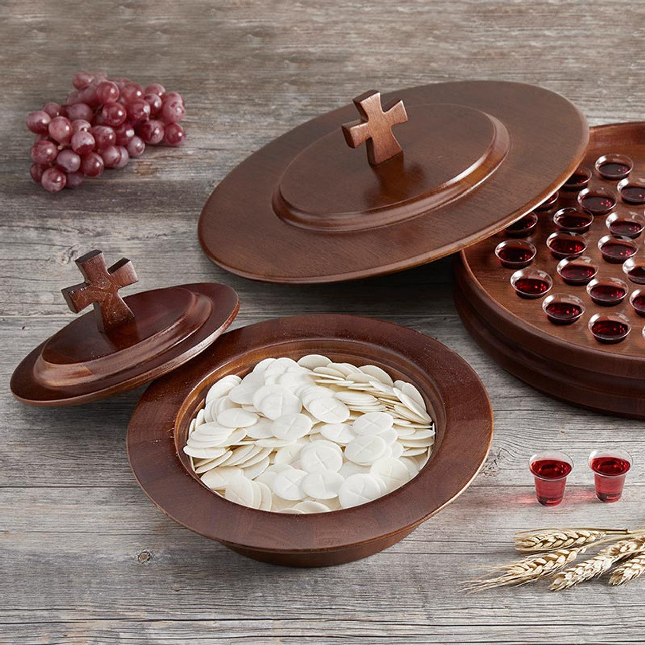 Walnut Stain Wood  Communion Tray Lid