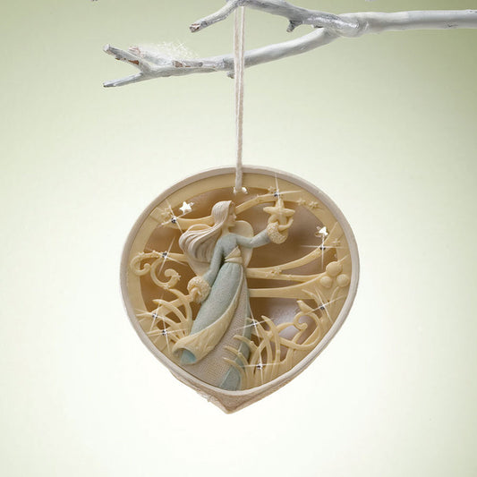 Coastal Angel in Shell Christmas Hanging Ornament