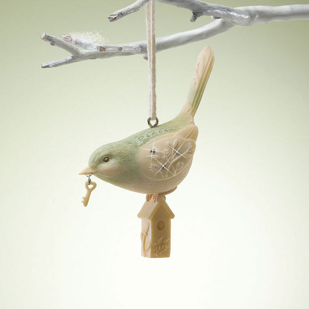 Peace Bird with Key and Home Hanging Christmas Ornament