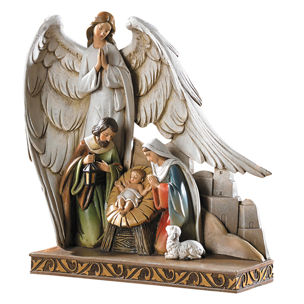 8" High Nativity With Angel Figurine