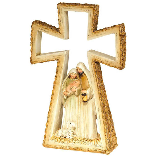 8 1/2" High 1 Piece Holy Family in Cross