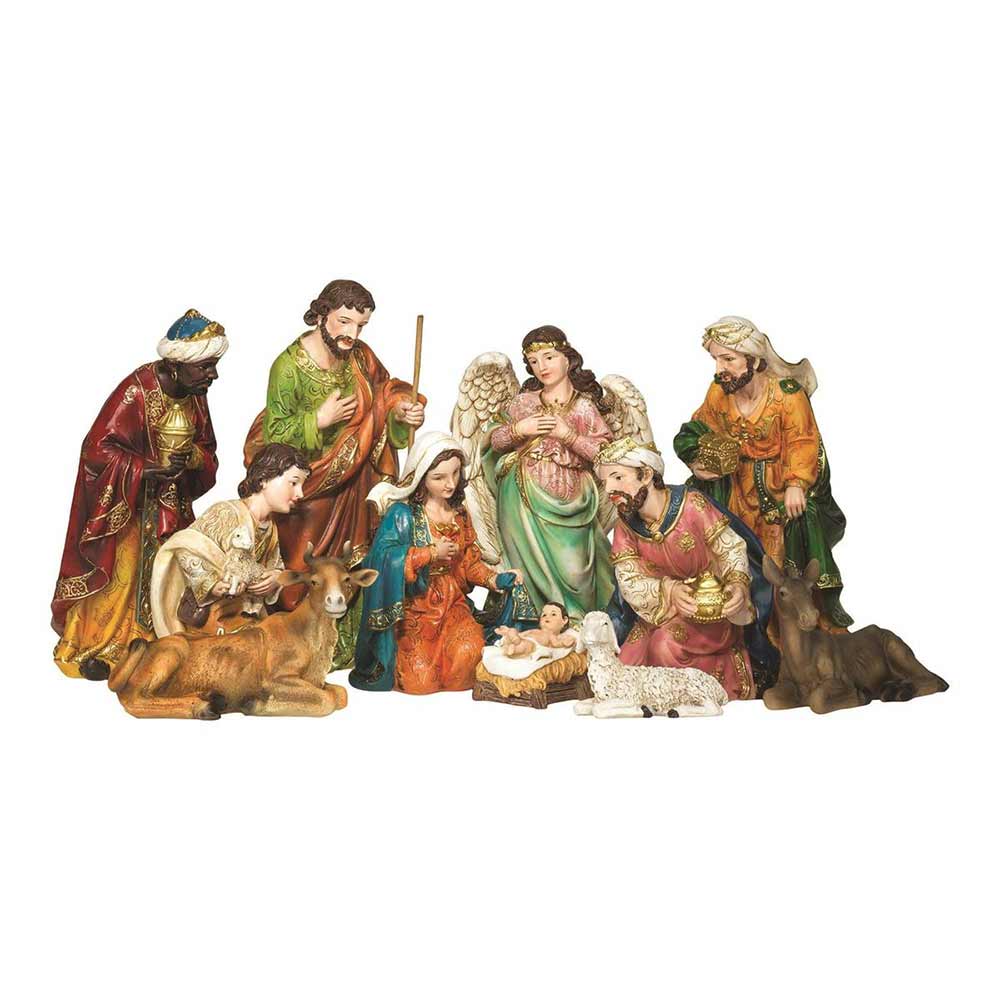 11 Piece Nativity Set Resin 8" High