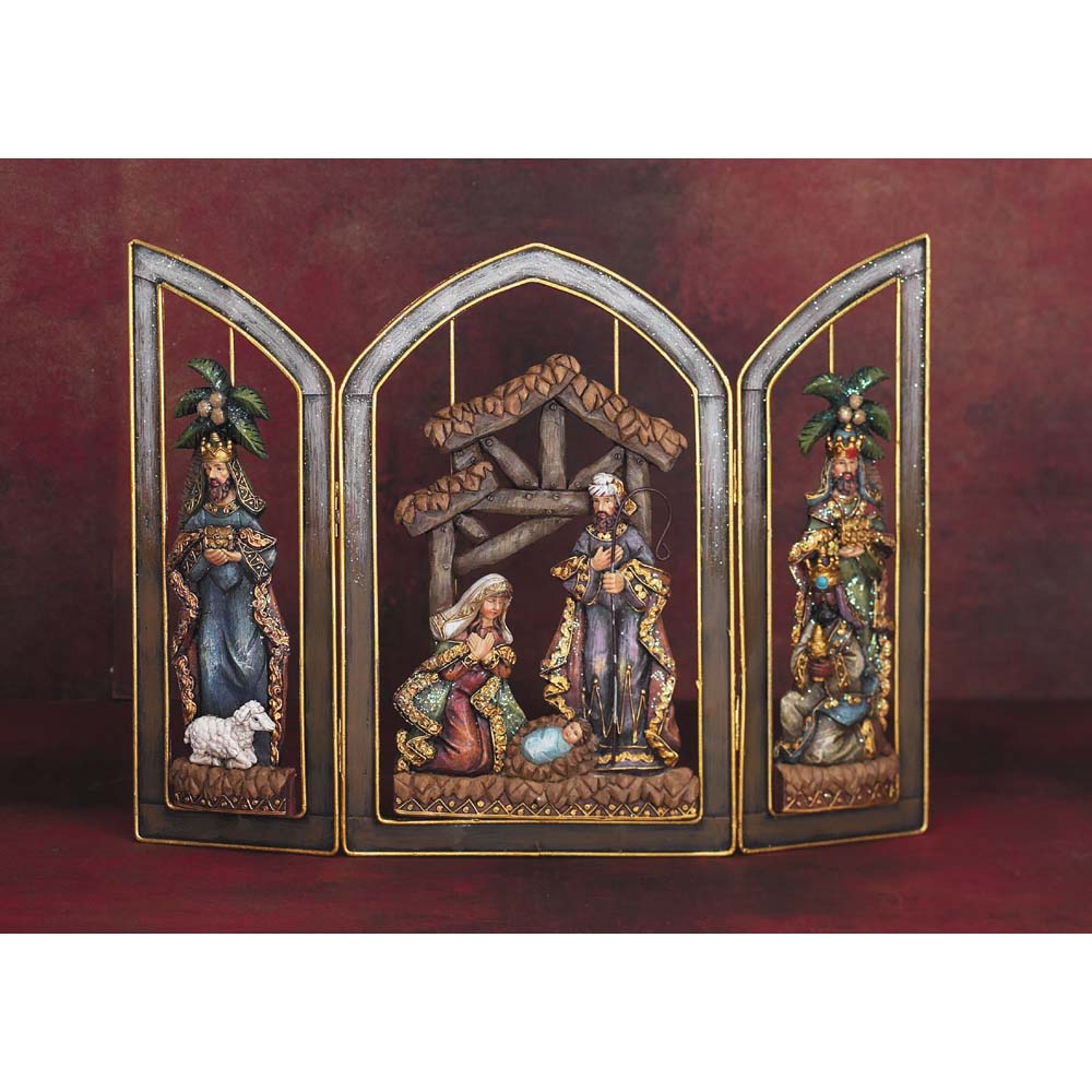 11" High Nativity Triptych