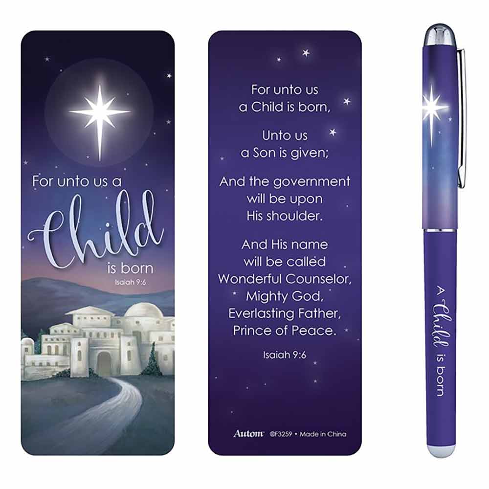 A Child is Born Gift Pen with Bookmark