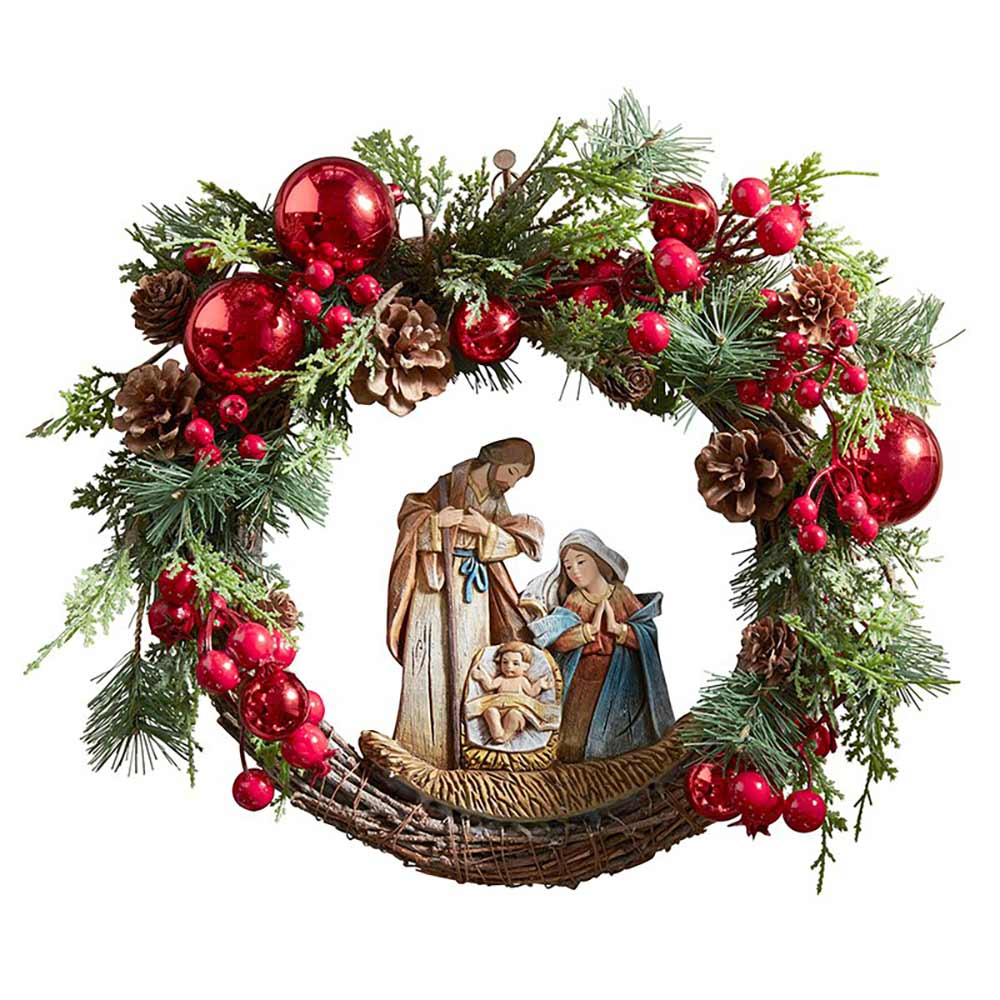 15" Diameter Nativity Christmas Wreath