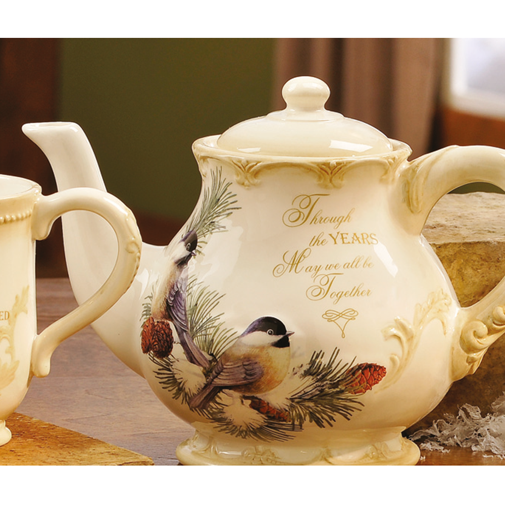 Ceramic Teapot with Bird Design