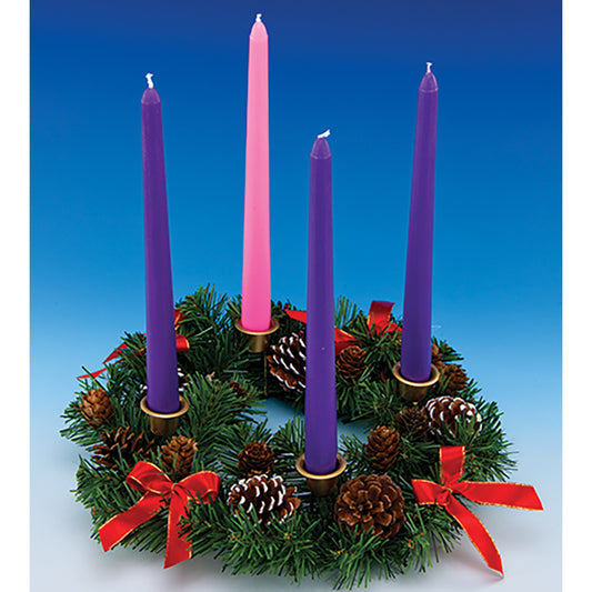 11" Pinecone Advent Wreath With Red Ribbons