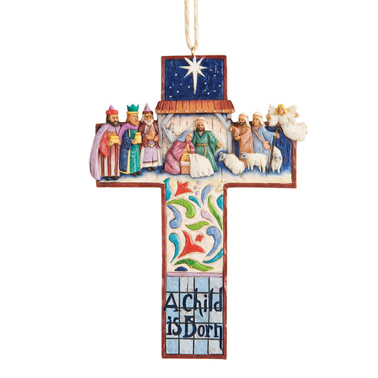 Cross with Nativity Scene Ornament