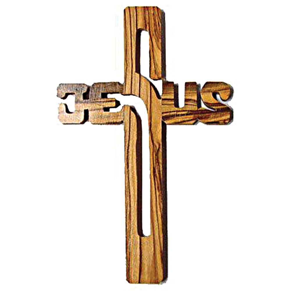 8” Olive Wood Jesus Name Cross