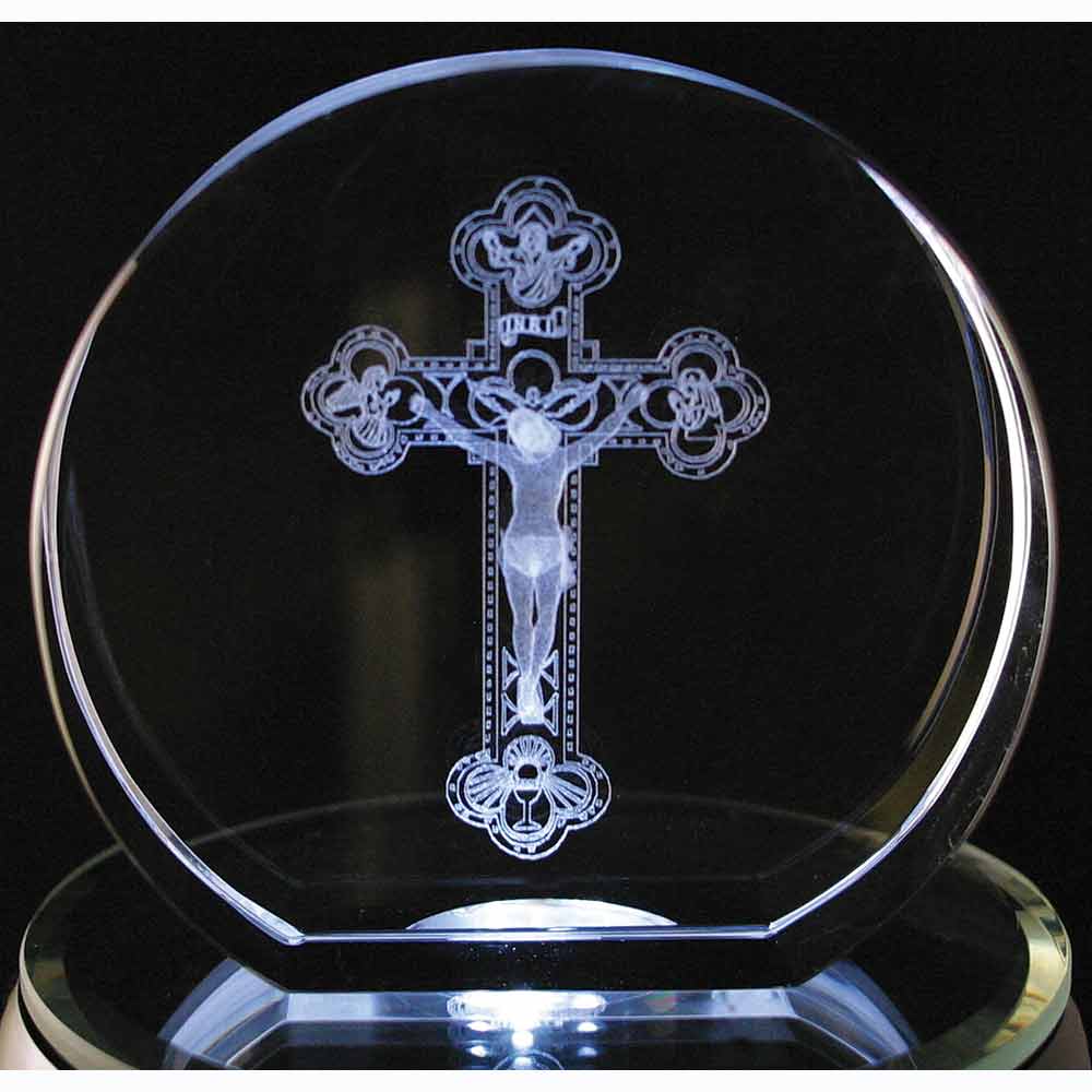 Laser Engraved Crystal Crucifix