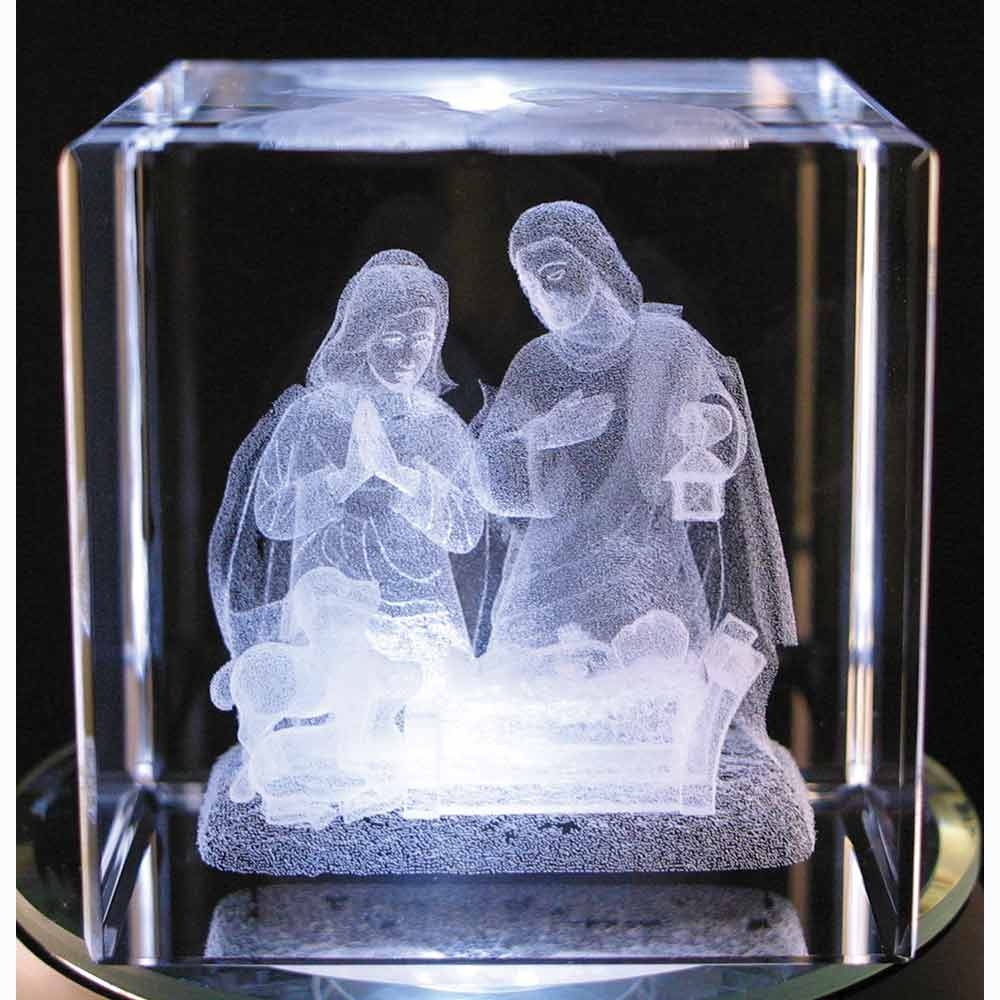 Laser Engraved Crystal Nativity Scene