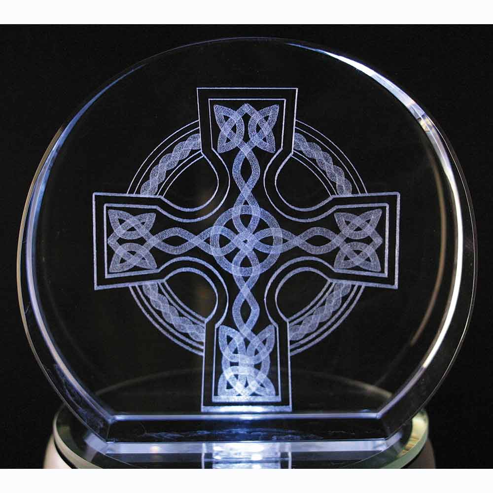 Laser Engraved Crystal Celtic Cross