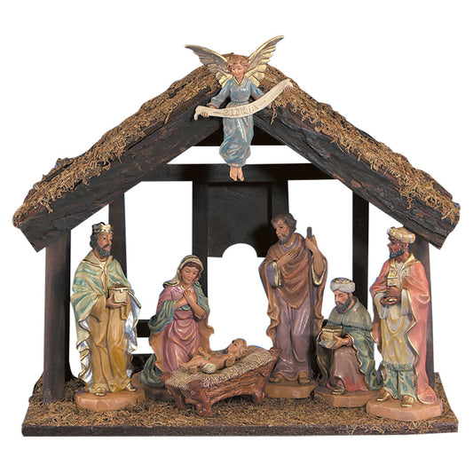 6” Scale 7 Piece Nativity Set with Wood Stable