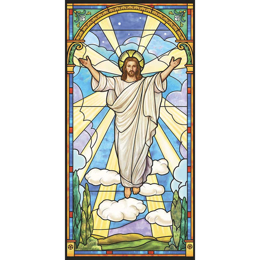 Stained Glass Risen Christ Banner