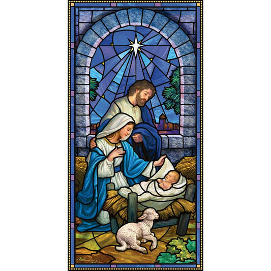 Stained Glass Nativity Banner