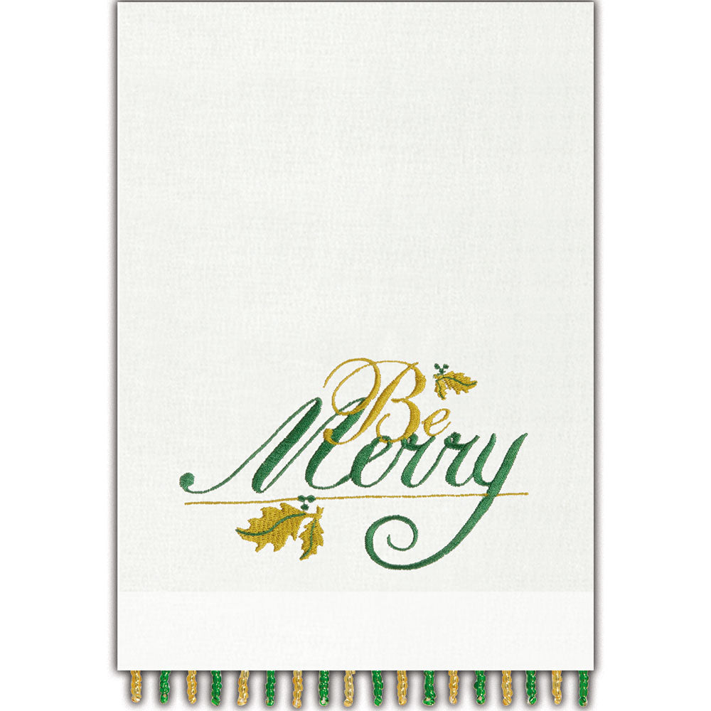 100% Cotton Christmas Be Merry Guest Towel