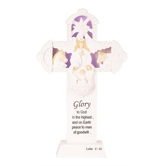 Lighted Glory to God Tabletop Cross