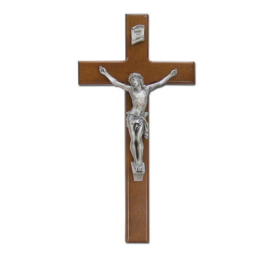 15" Walnut Cross with Antique Pewter or Antique Gold Corpus, Style JC5034E