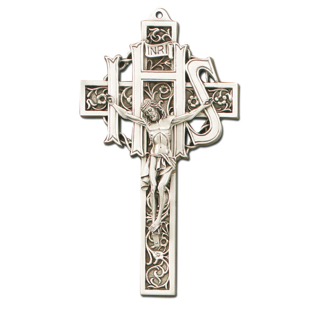 9" Pewter IHS Cross