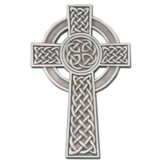 8" Fine Pewter Knotted Celtic Cross, Style JC9021E