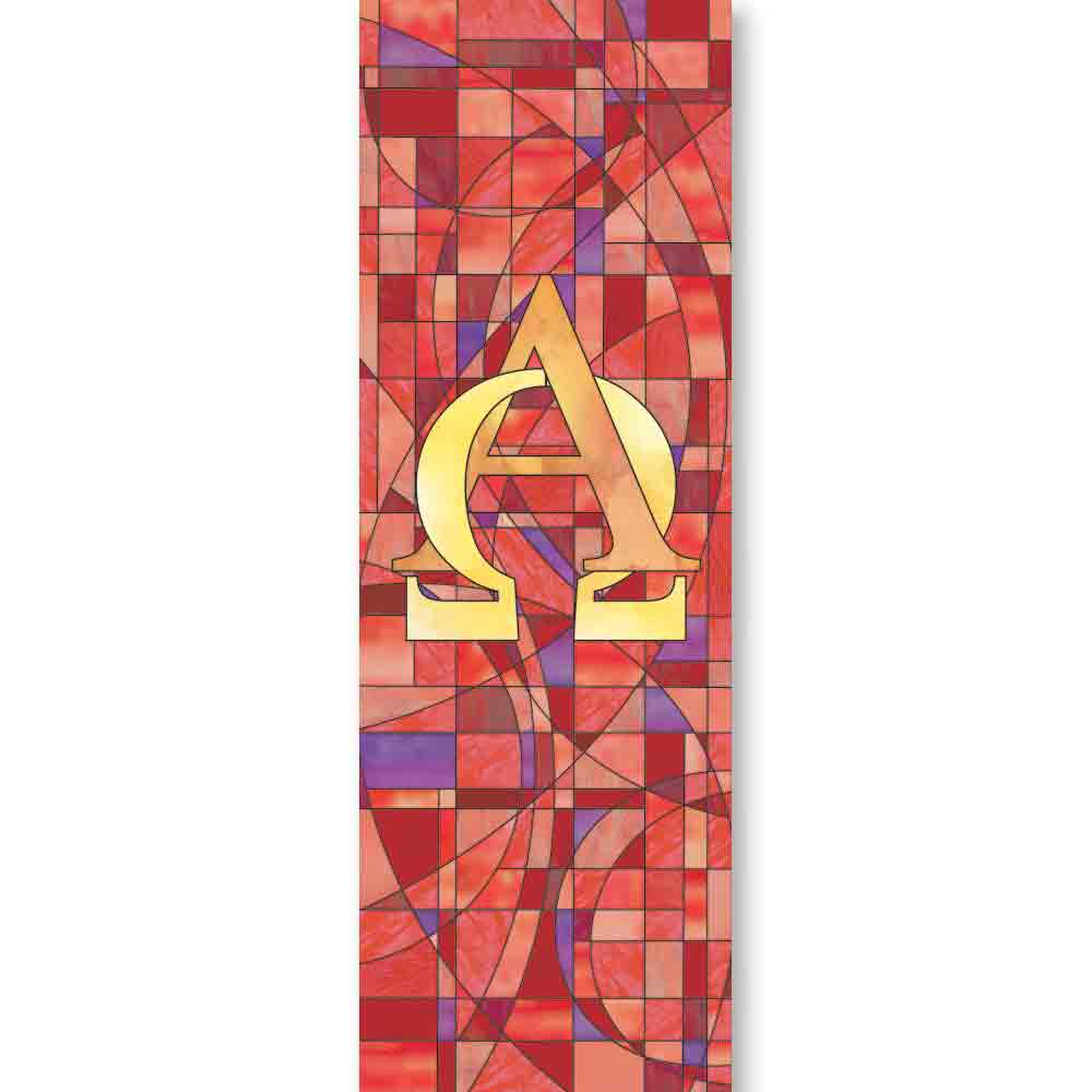 Stained Glass Alpha & Omega Banner