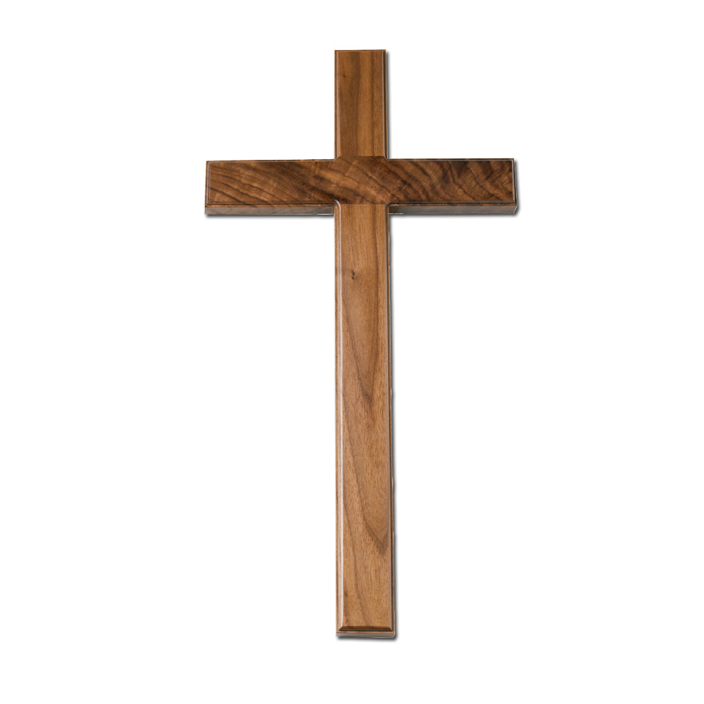 Plain Walnut Beveled Cross 10"h - 20"h